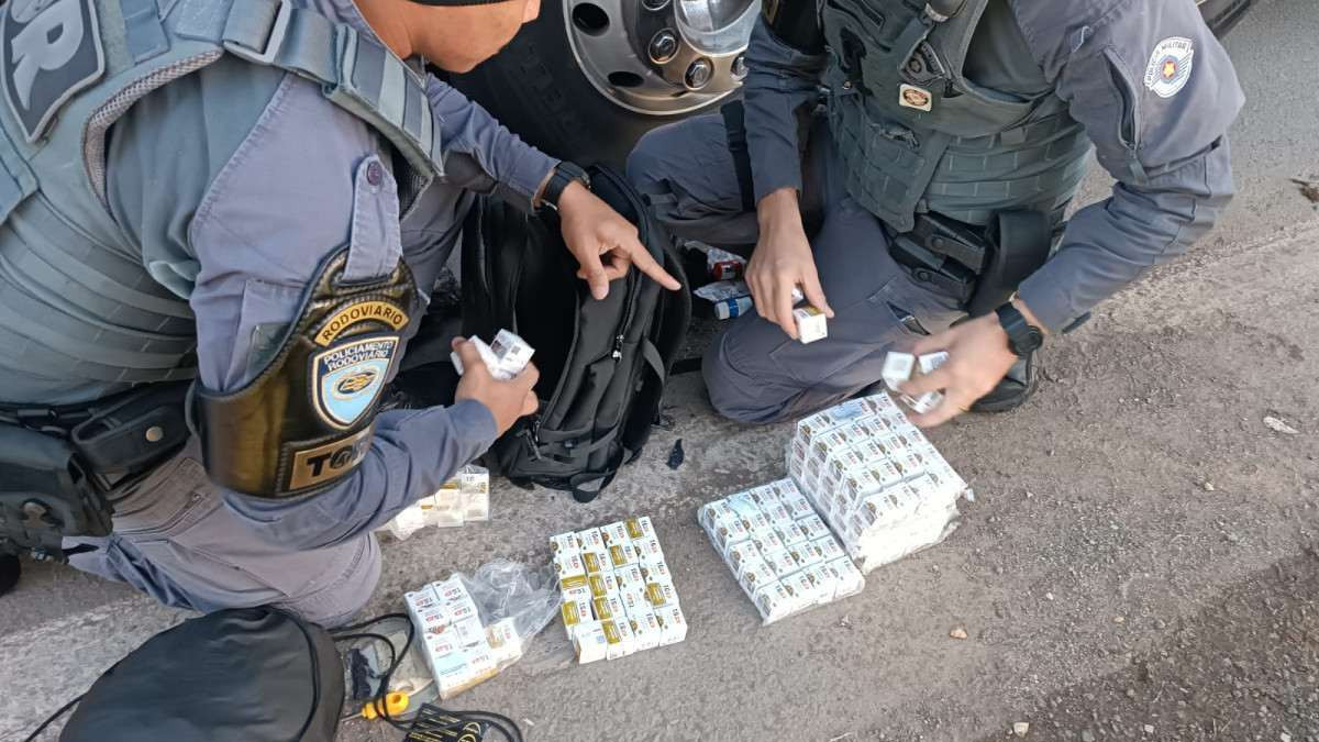 Produtos apreendidos pela  Pol&iacute;cia Rodovi&aacute;ria